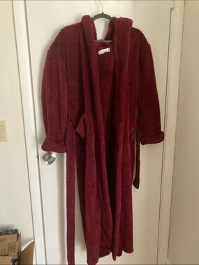Cozy Plush Burgundy Robe with Hood